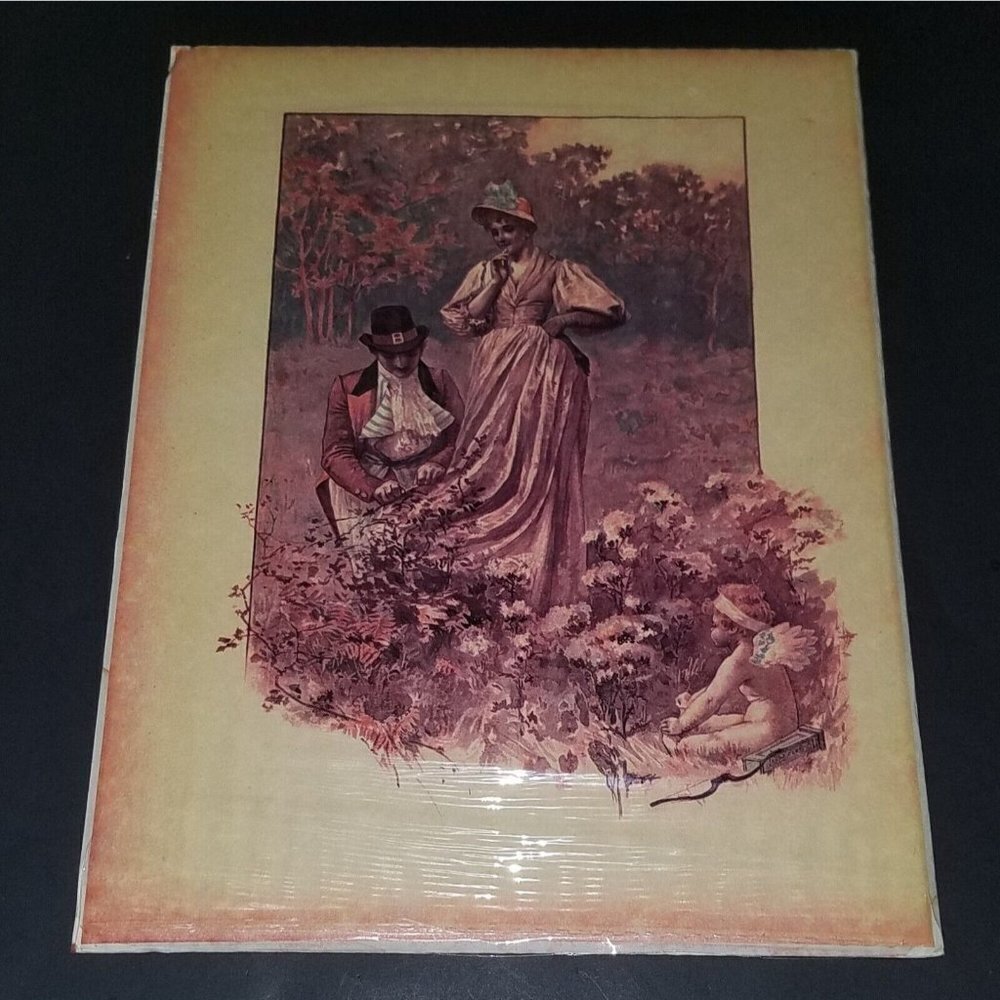 VTG Ambuscade Poem Art Print Man Woman Baby Cupid NOS (open on one end)